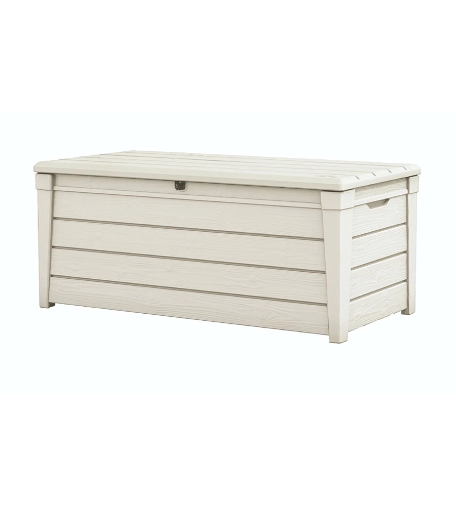 Baule keter "brightwood pool box" in resina bianco, 145x69,7x60,3 cm